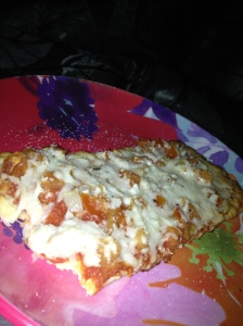 My 200 calorie serving of pizza.