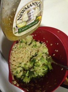 This is my go to meal. Brown rice chicken and broccoli. I marinate the chicken in this dressing and it's heaven on earth.